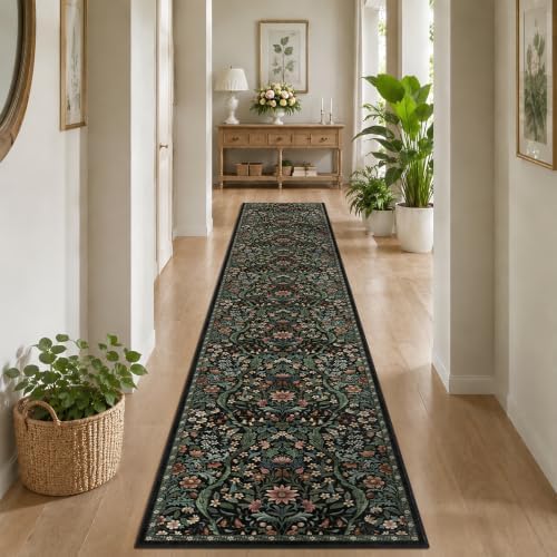 2x12 Floral Runner Rug for Hallway Washable Kitchen Runner Rug by NakedCloud