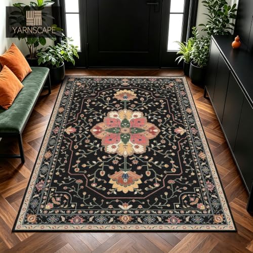 YARNSCAPE 4' x 6' Machine Washable Area Rug, Non-Slip Low-Pile Carpet - Image 3