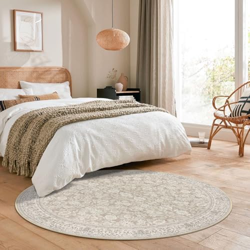SIILOOM Washable 6ft Circle Round Rug, 6x6 Non-Slip Soft Circular Area Rugs - Image 4