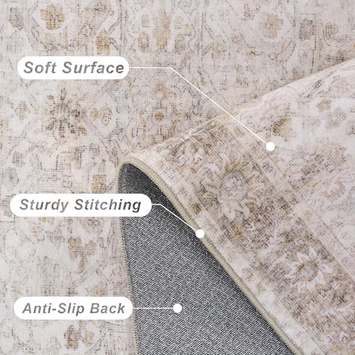 3x5 Washable Neutral Rug for Bedroom Vintage Entryway Office Carpet - Image 6