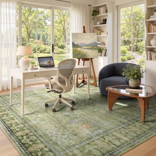 9x12 Area Rug for Living Room, Non-Slip Washable Large Carpet, Sage Green - Image 6
