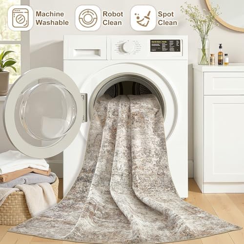 8x11 Area Rugs for Living Room Washable Abstract Rug Brown/Grey - Image 5