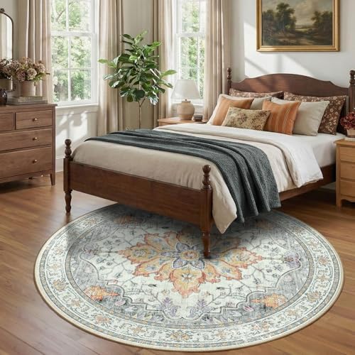 RELEANY Washable Area Rug, Round 8ft - Image 3