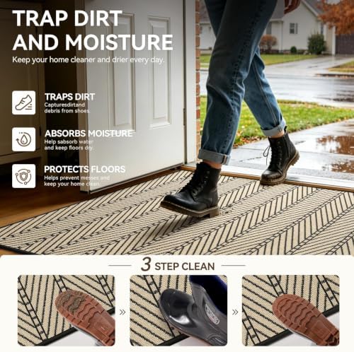 Door Mats Indoor/Outdoor Entrance Non Slip Doormat Brown 36"x59" - Image 3