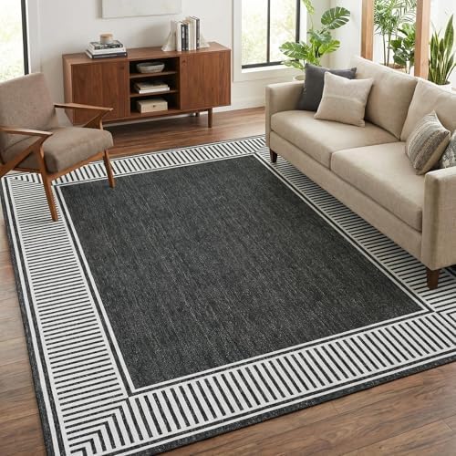 Garvee Modern Bordered Neutral Rugs by Garvee