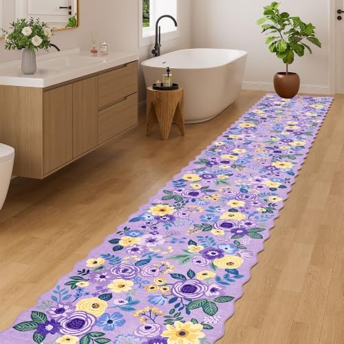 DUKINO 2x12 Washable Runner Rug, Floral Long Runner Rug - Image 3