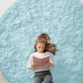 OLANLY Light Blue Round Rugs for Bedroom by OLANLY