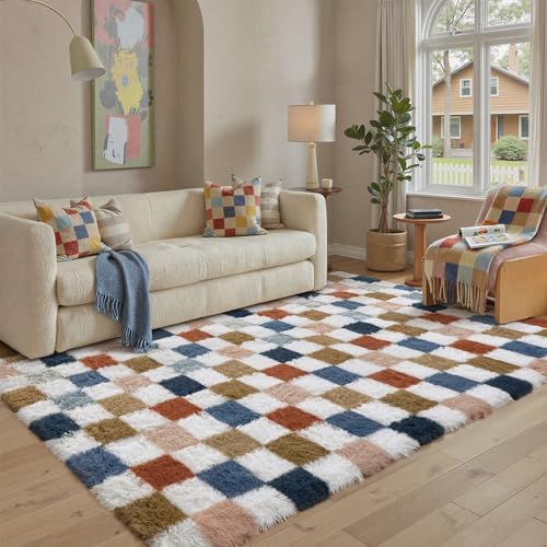 PureCozy Checkered Area Rug 5x7 by PureCozy