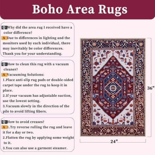 SERISSA 2x3 Washable Non Slip Boho Small Area Rug - Image 2