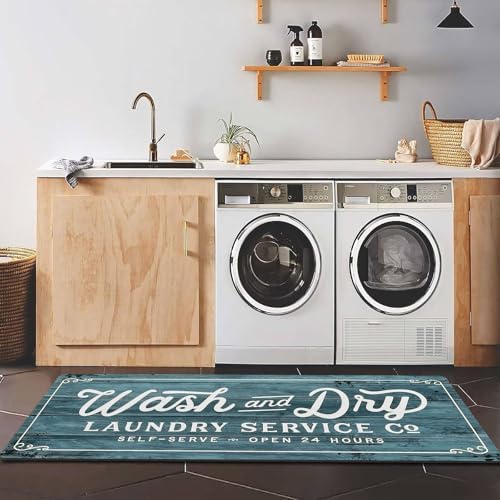 KOZYFLY Laundry Room Rug Runner 24"x60" Non Slip Kitchen Rugs Washable Laundry by KOZYFLY