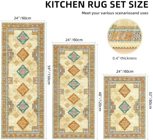 Kitchen Rugs Sets of 3 Non Slip Washable Kitchen Mats - Image 2