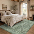 4x6 Washable Boho Area Rug, Non-Slip Teal Green Bedroom Carpet by LULLOSA