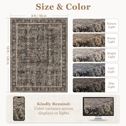 Washable Area Rug 8'x10' Living Room, Vintage MCM - Image 2