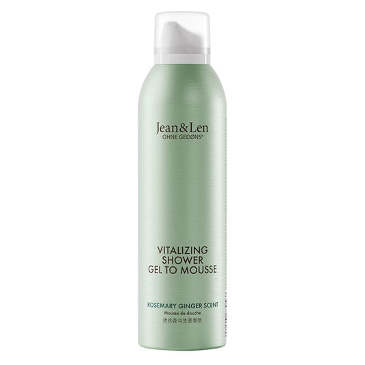 Jean & Len Shower Soufflé Rosemary & Ginger, with almond, jojoba and babussa oil, for a fragrant cleansing experience, for normal to dry skin, shower foam, without parabens & silicones, 6.76 Fl. Oz.