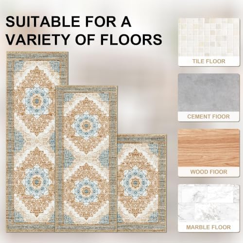 Kitchen Rugs Sets of 3 100% Non Slip Washable Kitchen Mats - Image 4