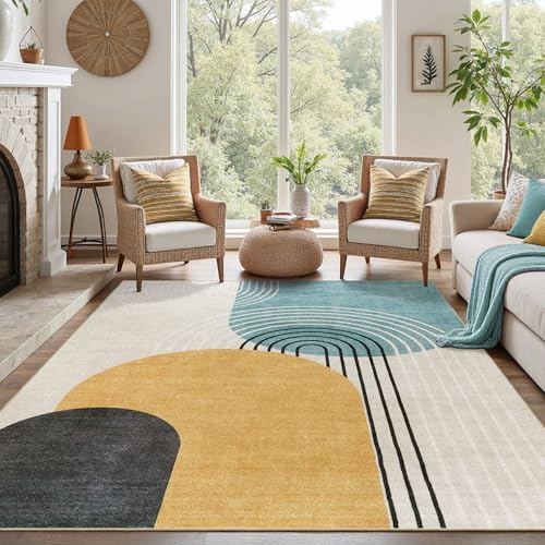 DCX Abstract Washable 10x14 Rug, Non Slip Low Pile Rug - Image 3