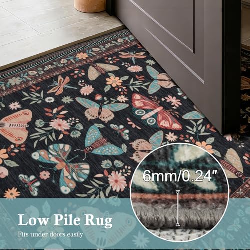 5x7 Floral Washable Rug for Living Room, Boho Area Rug - Image 5