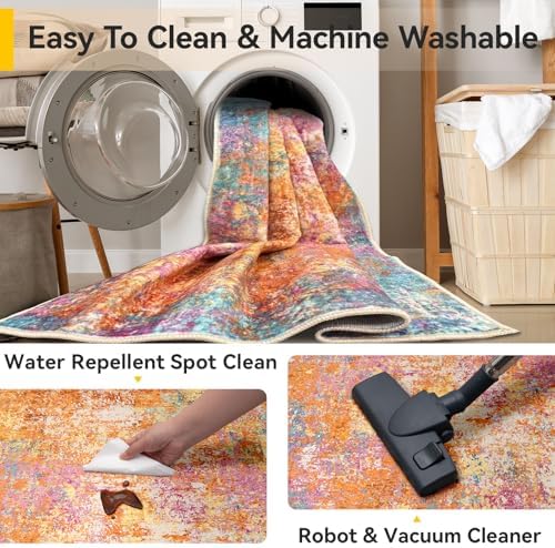 RELEANY Washable Runner 2'x6' Abstract Area Rug - Image 6
