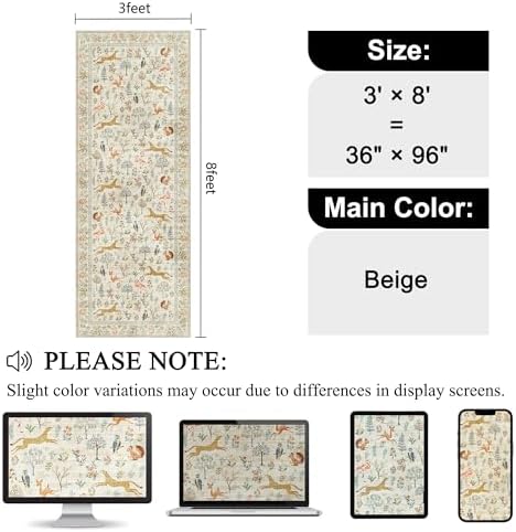 DUKINO 3x8 Runner Rug, Animal Washable Runner Rug - Image 2