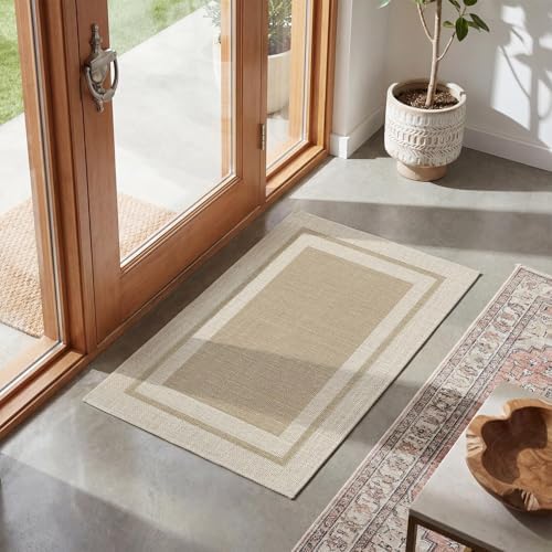 Artoid Mode Beige Absorbent Rectangle Non-Skid Doormat, Home Mats Non Slip - Image 2