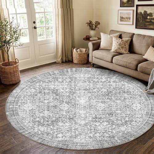 Sasttie Round Rug 8ft, Ultra-Soft Washable Rug by SASTTIE