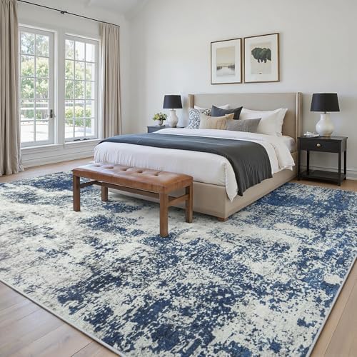 9x12 Area Rugs for Living Room Large Washable Abstract Blue Carpets - Image 3