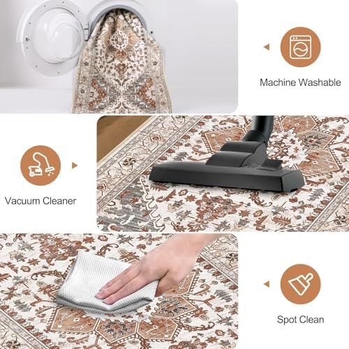 Yamaziot Washable Runner Rug, 2x6 Non-Slip Boho Vintage Hallway Kitchen Rug - Image 3