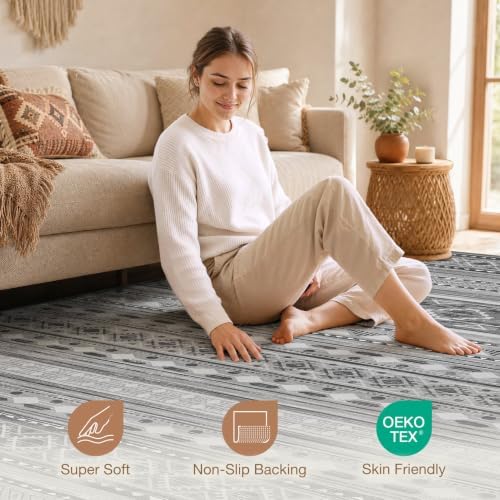 cotiled Boho 8x10 Area Rugs for Living Room: Large Moroccan Washable Rug - Image 4