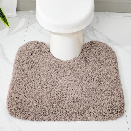 Disolla Toilet Rug 22x24 Taupe Grey, Soft Toilet Mat U-Shaped Washable - Image 3