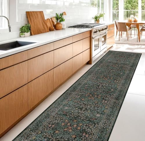 Dark Green Washable 3x12 Extra Long Runner Rug - Image 3