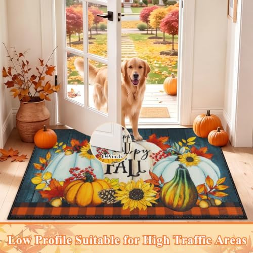 HEBE Fall Kitchen Rugs Set of 3, Washable Pumpkin Kitchen Mats - Image 4
