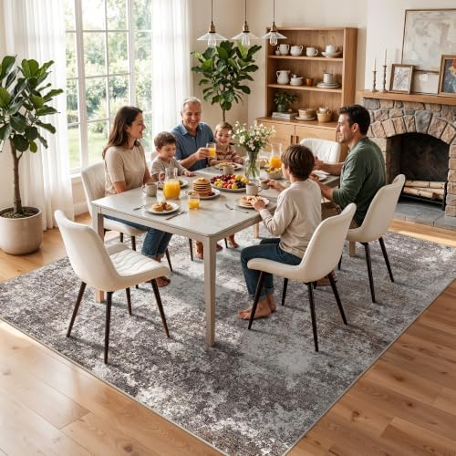 10x10 Square Living Room Area Rug – Washable Non-Slip Modern Large Rug - Image 4