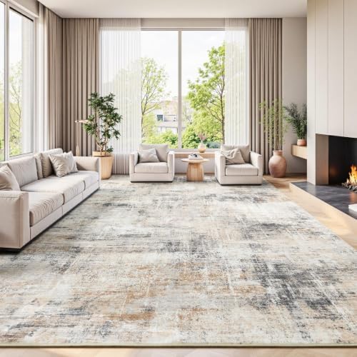 10x12 Area Rug for Living Room, Abstract Washable Non-Slip Large Rugs by Lofus