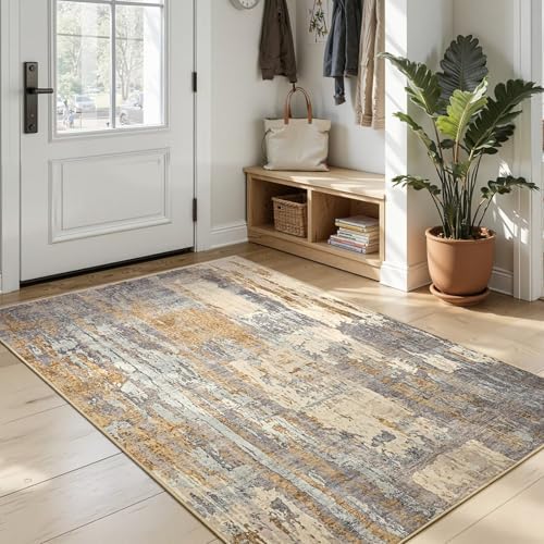Toneed 4x6 Washable Non Slip Abstract Area Rugs - Image 4