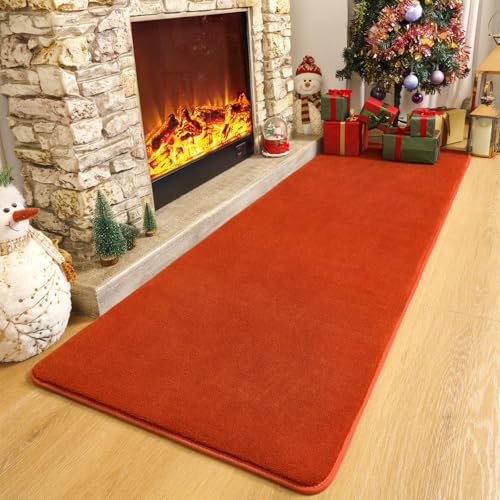 Amearea Modern Soft Hallway Runner Rug, 2x6 Feet Orange Washable Runner Rug - Image 4