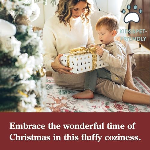Lahome Christmas 5x7 Rugs for Living Room, Christmas Tree Santa Claus Soft - Image 3