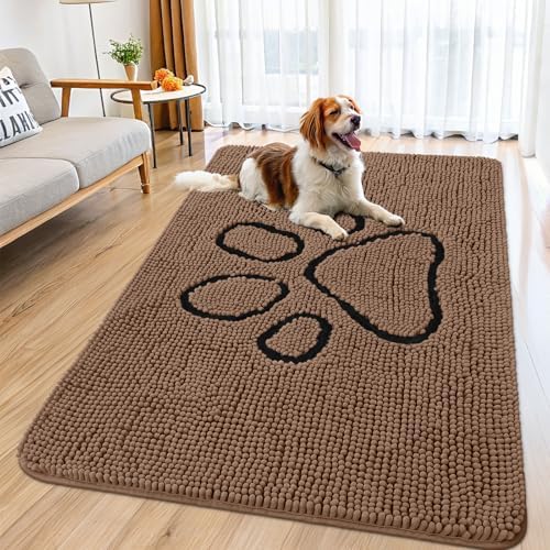 Smiry Dog Door Mat for Muddy Paws, Absorbent Non Slip Dirt Trapper by Smiry