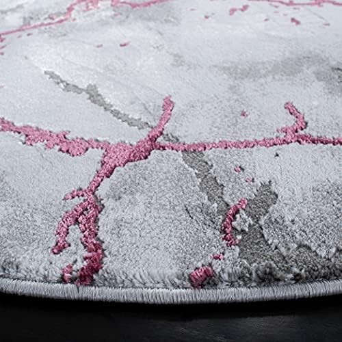 SAFAVIEH Craft Collection 8' Round Grey/Wine CFT877S Modern Abstract - Image 3
