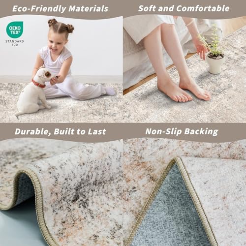 3x8 Washable Non-Slip Runner Rug – Modern Abstract Neutral Wide Carpet Runner - Image 6