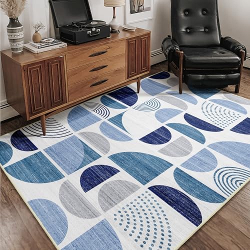 MUJOO Blue Rug Boho Washable, 4x6.5 Area Rugs - Image 6