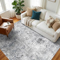 6x6 Square Washable Area Rug: Large Abstract Living Room Rugs BlueGray by Puino