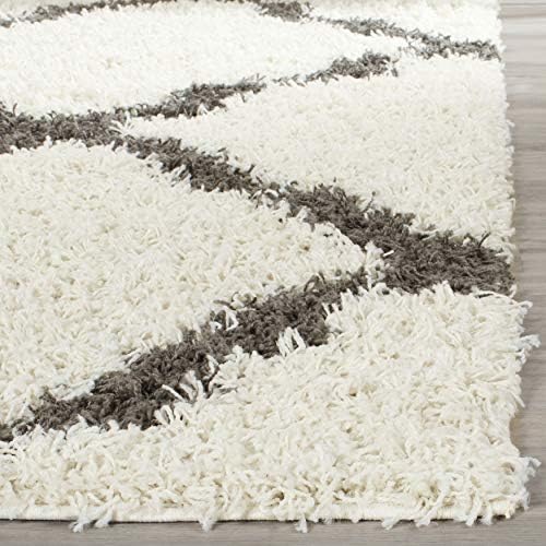 SAFAVIEH Dallas Shag Square Rug 10', Soft Plush Ivory & Dark Grey SGD257H - Image 6