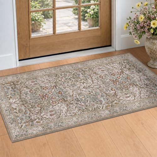 Moss Green Washable 2x4 Entry Rug by HazoHaus