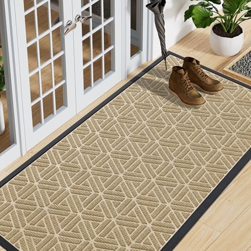 Smiry Front Door Mat Outside Entrance, Low Profile Rubber Doormat by Smiry
