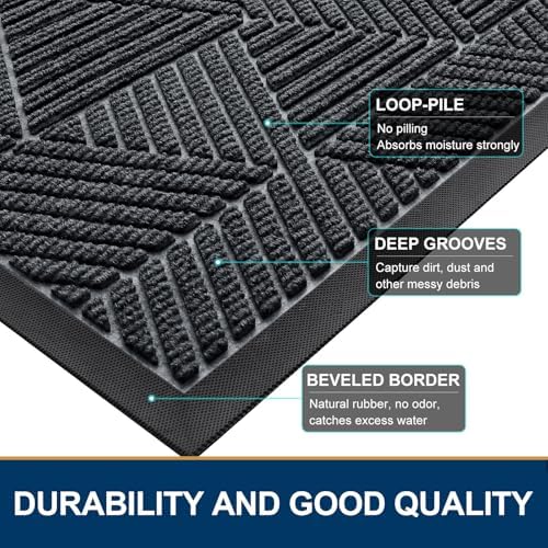 Smiry Front Door Mat Outside Entrance, Low Profile Rubber Doormat - Image 4