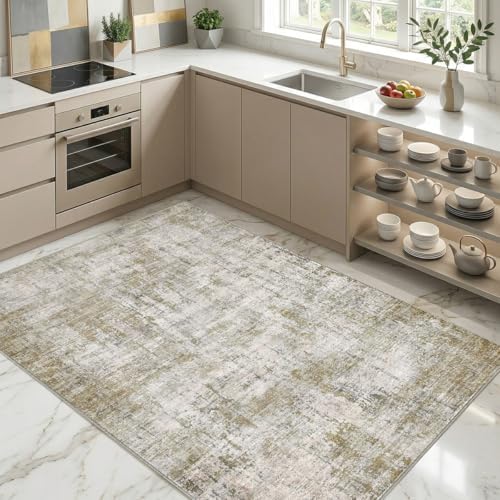 Washable 4'x6' Abstract Area Rug - Image 6