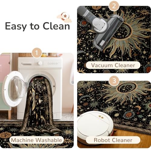 Vacuum-Friendly, Round 4ft Washable Area Rug - Image 5