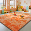 Mottled Orange 8x10 Area Rugs for Bedroom, Fluffy Rug Large Bedroom Carpet by Yongyangjuxi
