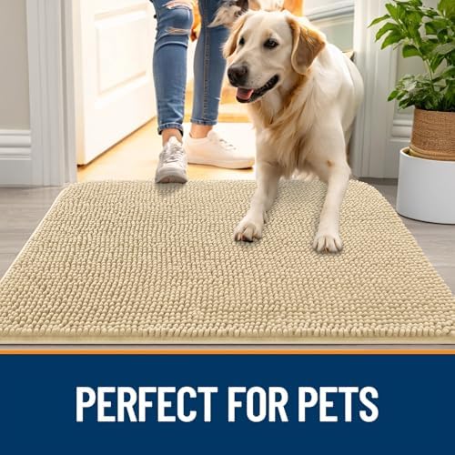 OLANLY Dog Door Mat for Muddy Paws 44x32, Super Absorbent Chenille Mud Mat - Image 6