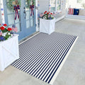 KILOCOCO Blue White Striped Rug 4x6 ft Front Door Mat Indoor Washable Rug by Kilococo